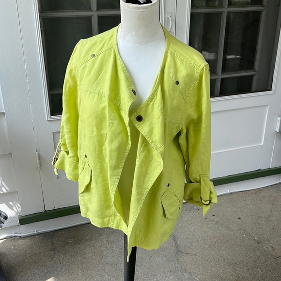 Chico's Jackets & Blazers - Chico's Drape-Front Easy Linen Jacket (Chico's Size 0)